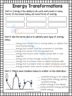 Understanding Energy Transformations Worksheets