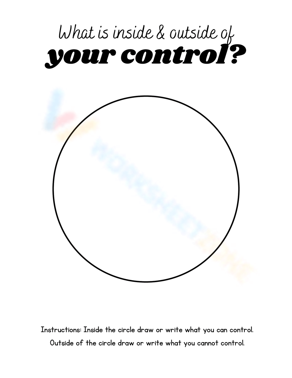 Free Printable Circle of Control Worksheet Collection