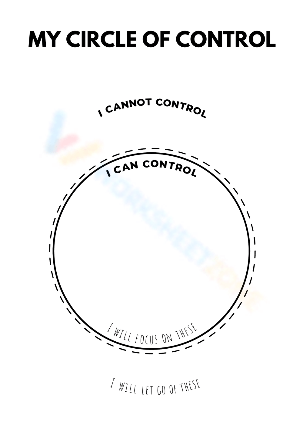 Free Printable Circle of Control Worksheet Collection