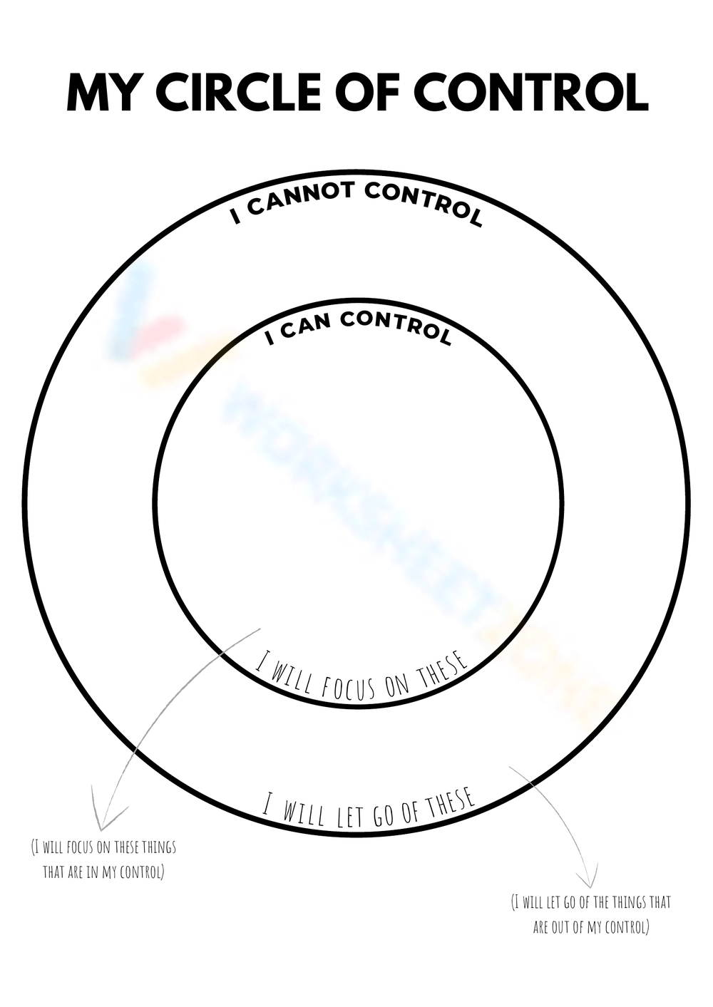 Printable Circle Of Control Worksheet