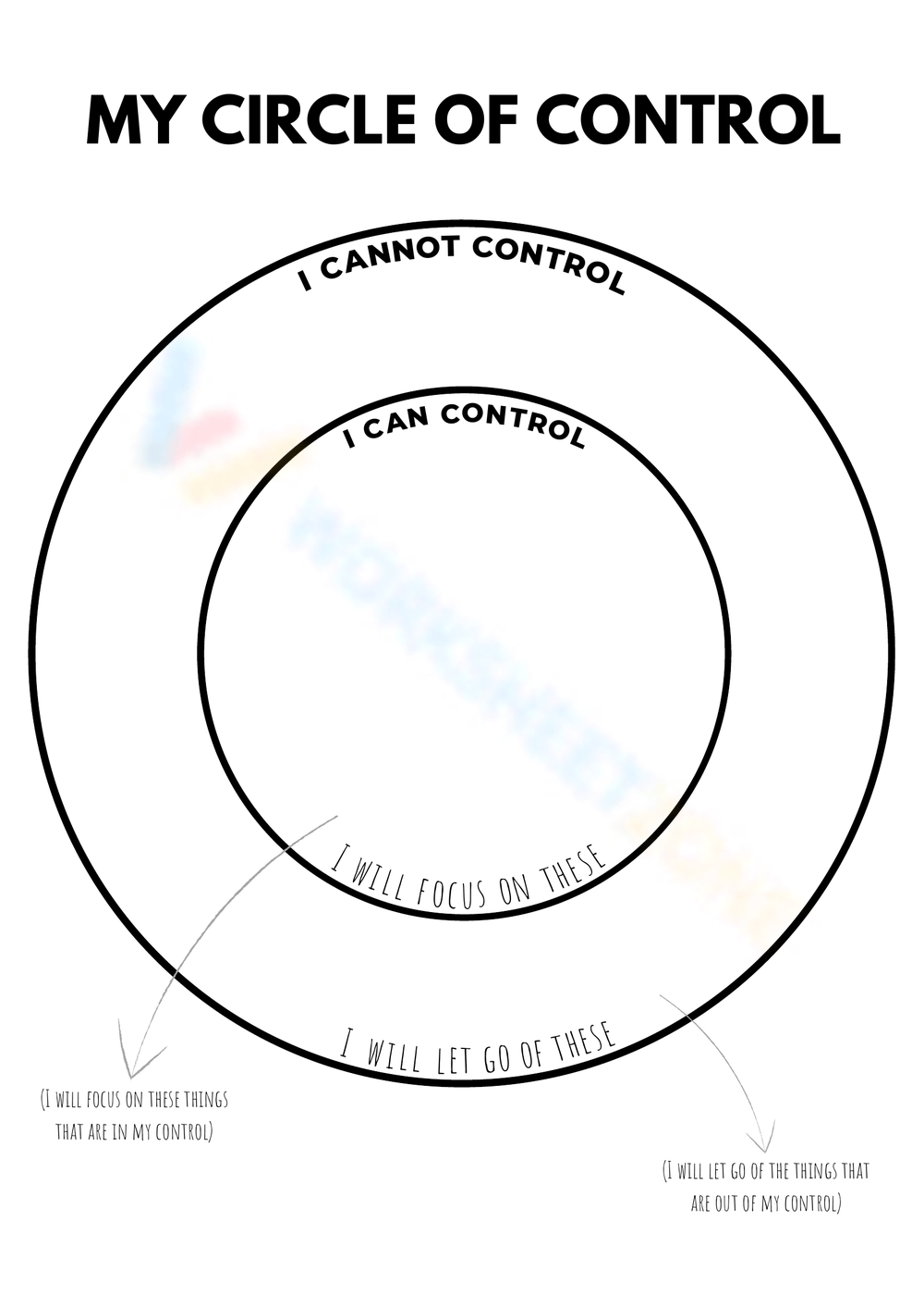 Free Printable Circle of Control Worksheet Collection