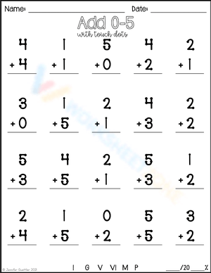 touch math addition worksheets