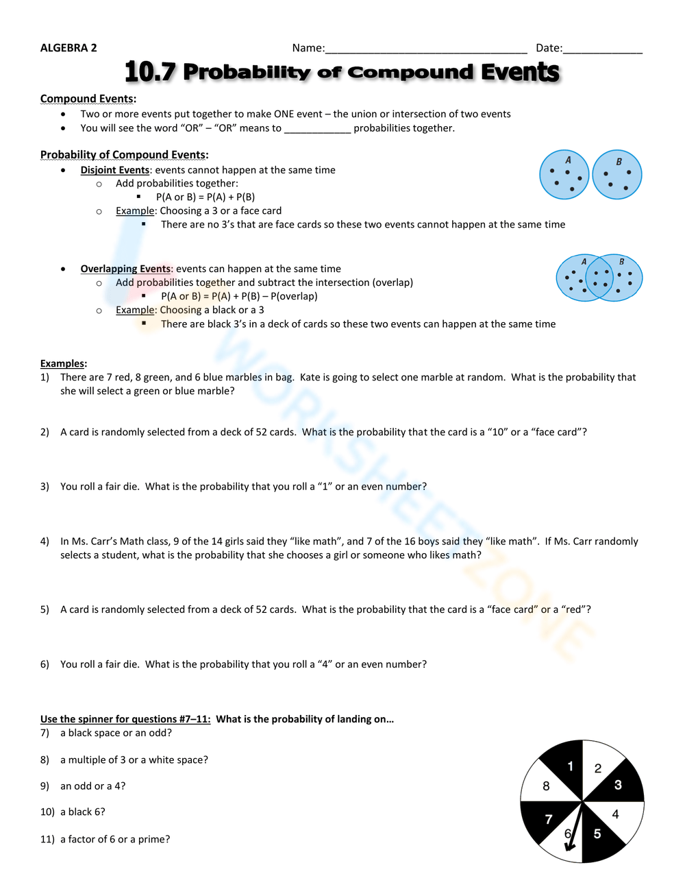 probability of compound events assignment