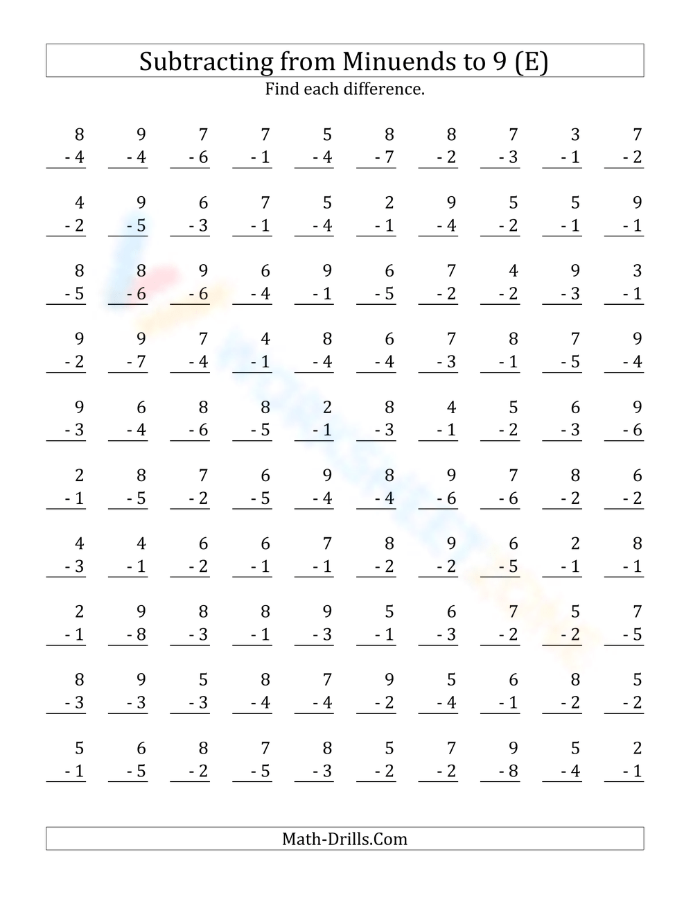 Subtraction - 1st Grade Math Worksheet Catholic - TheCatholicKid.com, image size:1000x1294