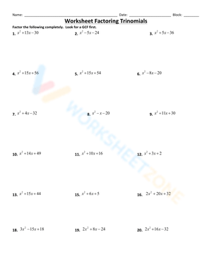 review factoring homework trinomials