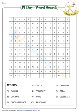 Pi Day - Word Search