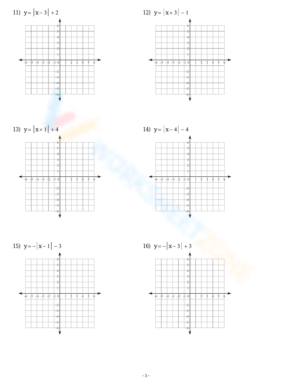 Solving One-Step Equations With Absolute Value Worksheets