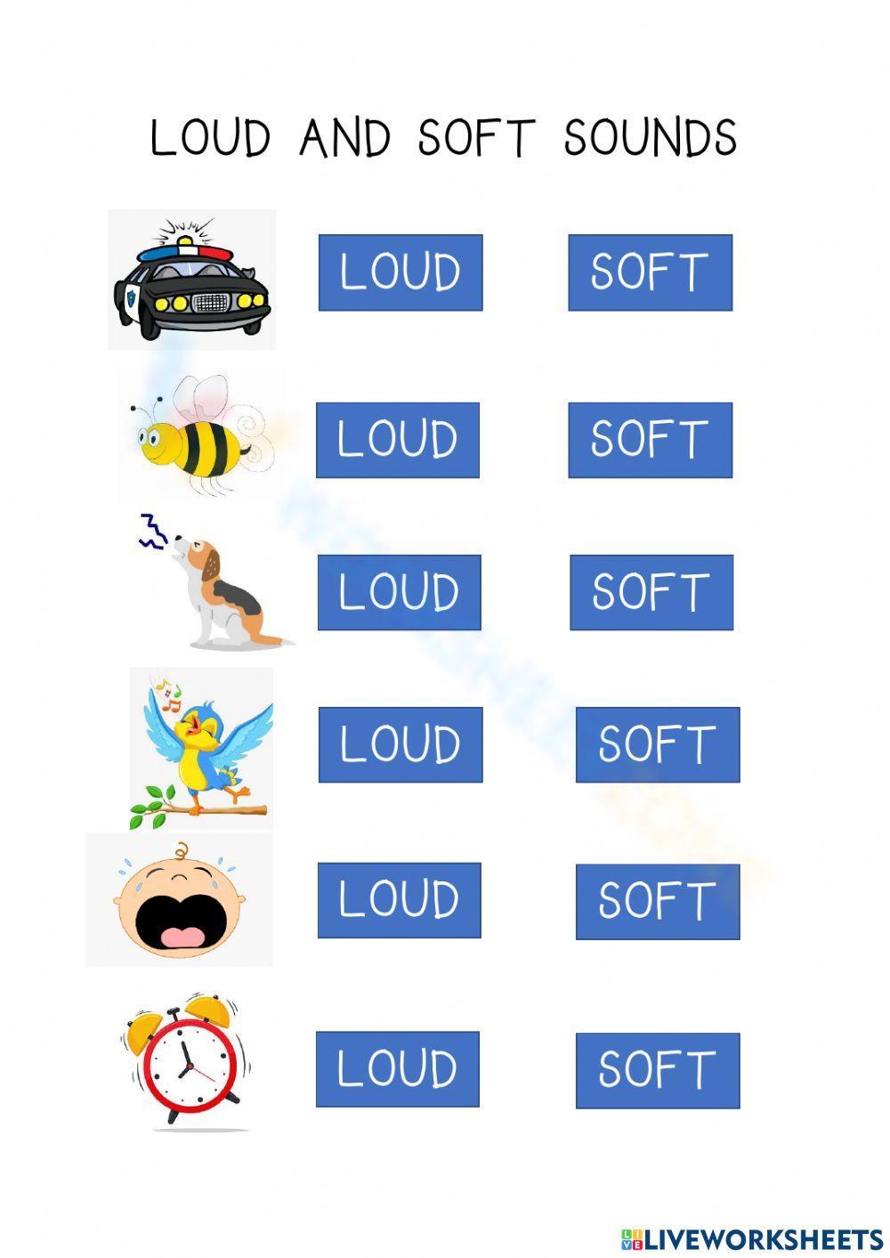 Loud And Soft Sounds Worksheet