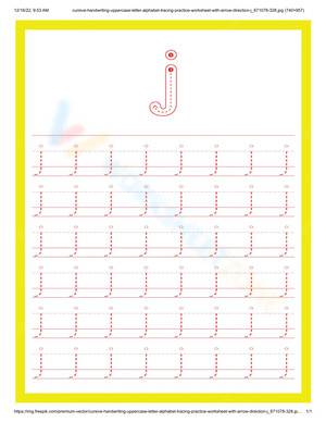 Tracing Letter J worksheets