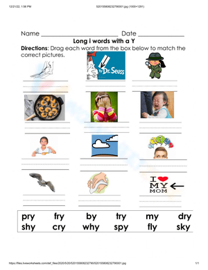Free Printable Long I Worksheets for Students