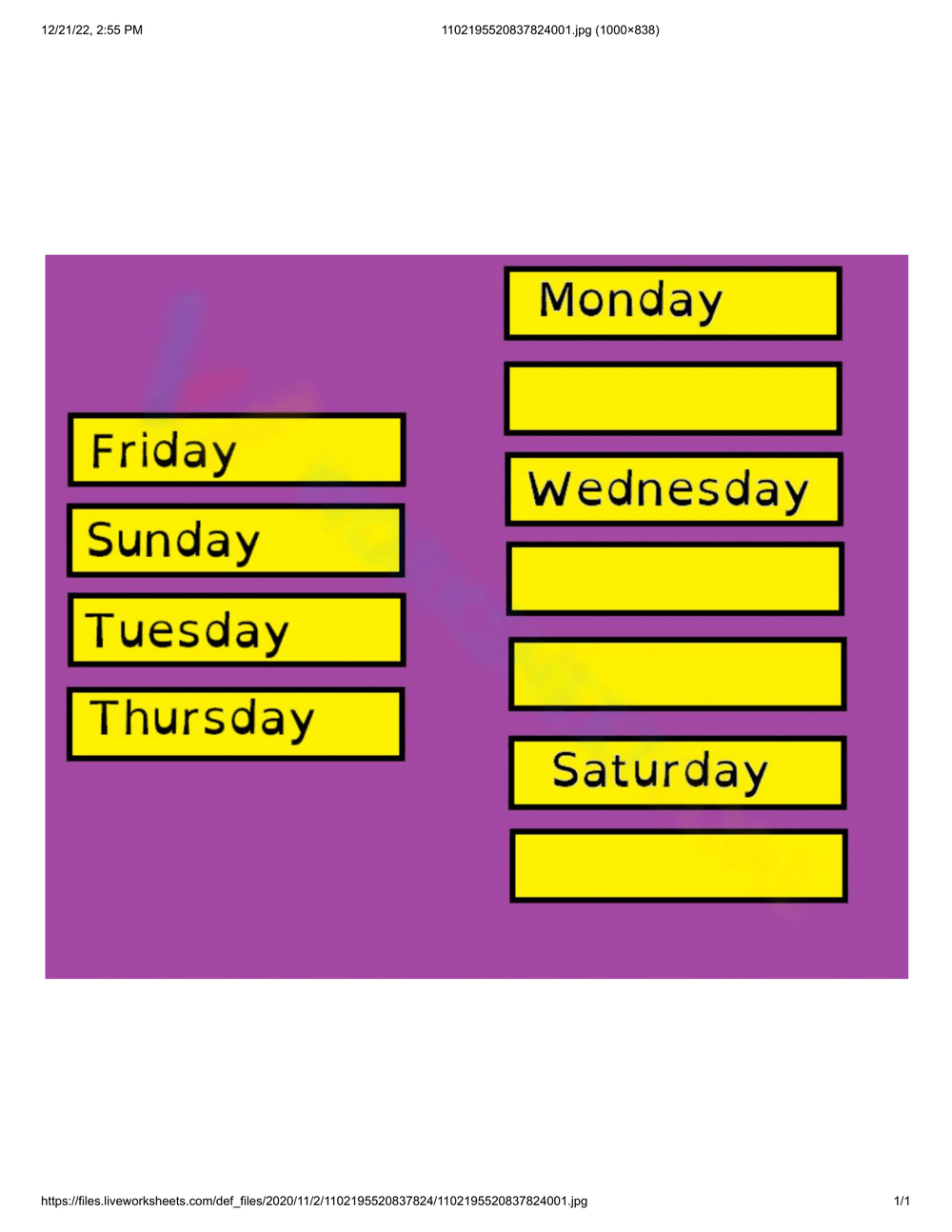 weekday-s-order-worksheet