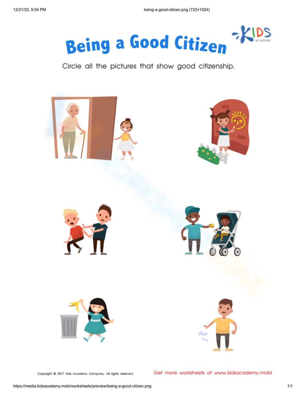 Being A Good Citizen Worksheet