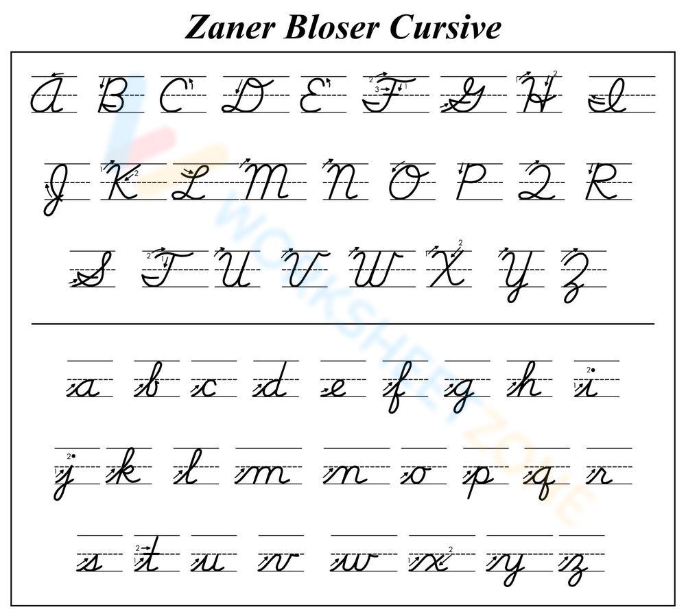 Zaner Bloser Cursive Worksheet