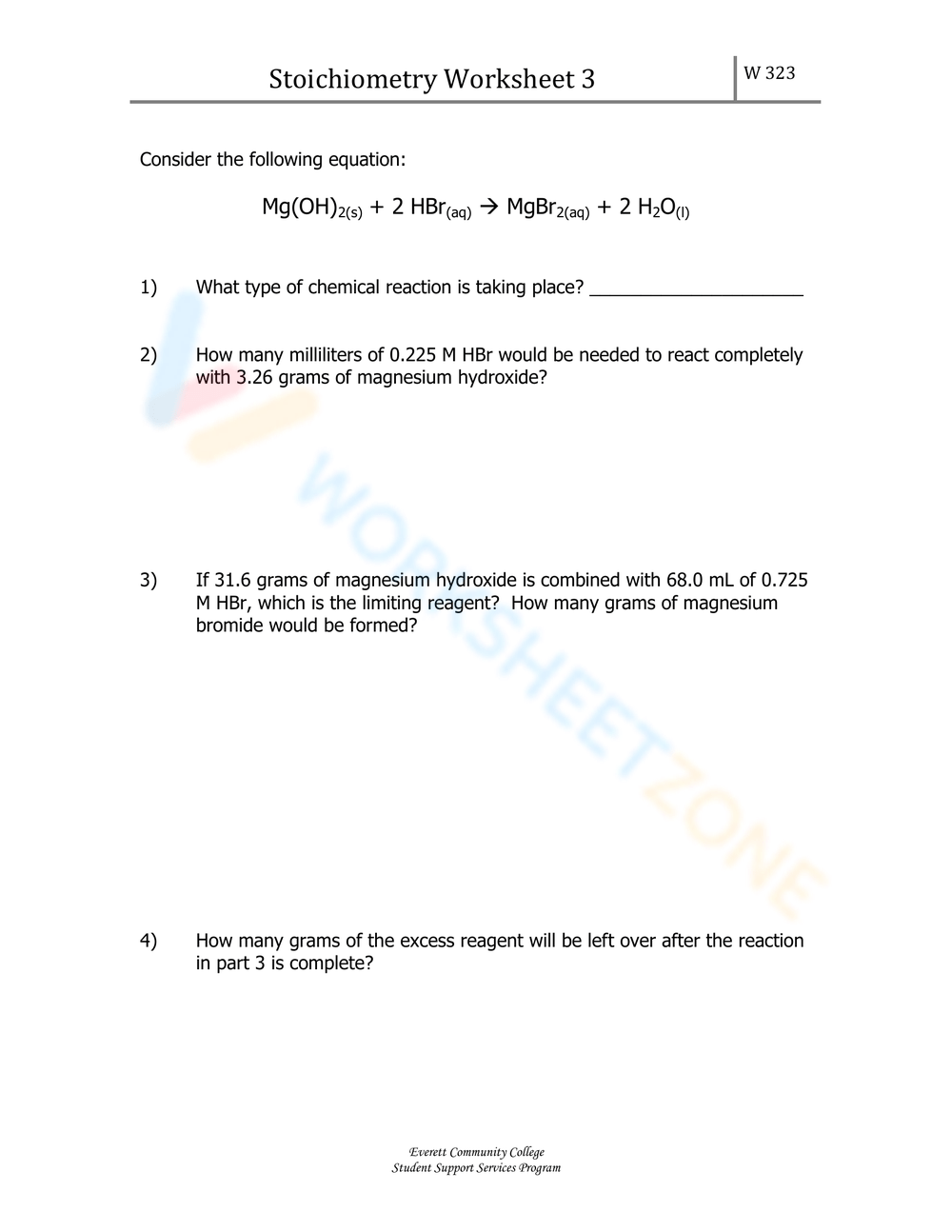 Free Printable Stoichiometry Worksheets for Students