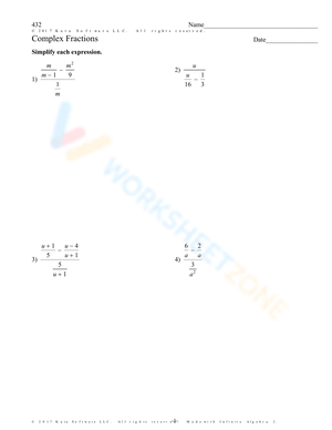 Free Complex Fractions Worksheet Collection for Kids
