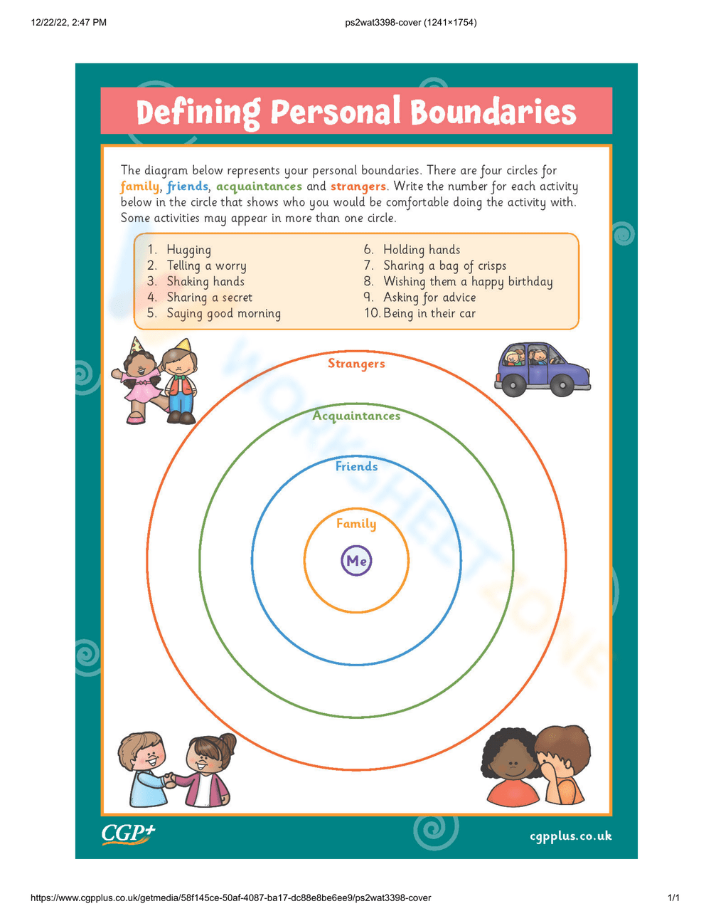 Defining Personal Boundaries Worksheet