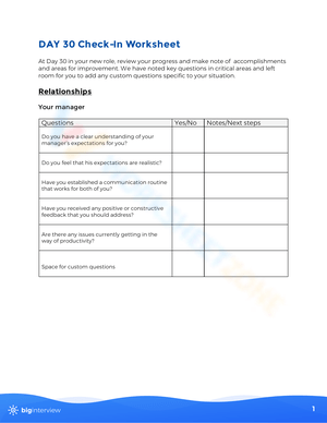 DAY 30 Check-In Worksheet