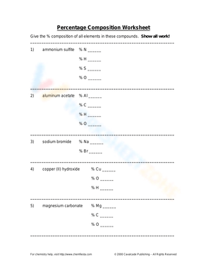 Percent Composition worksheets Percent Composition worksheets