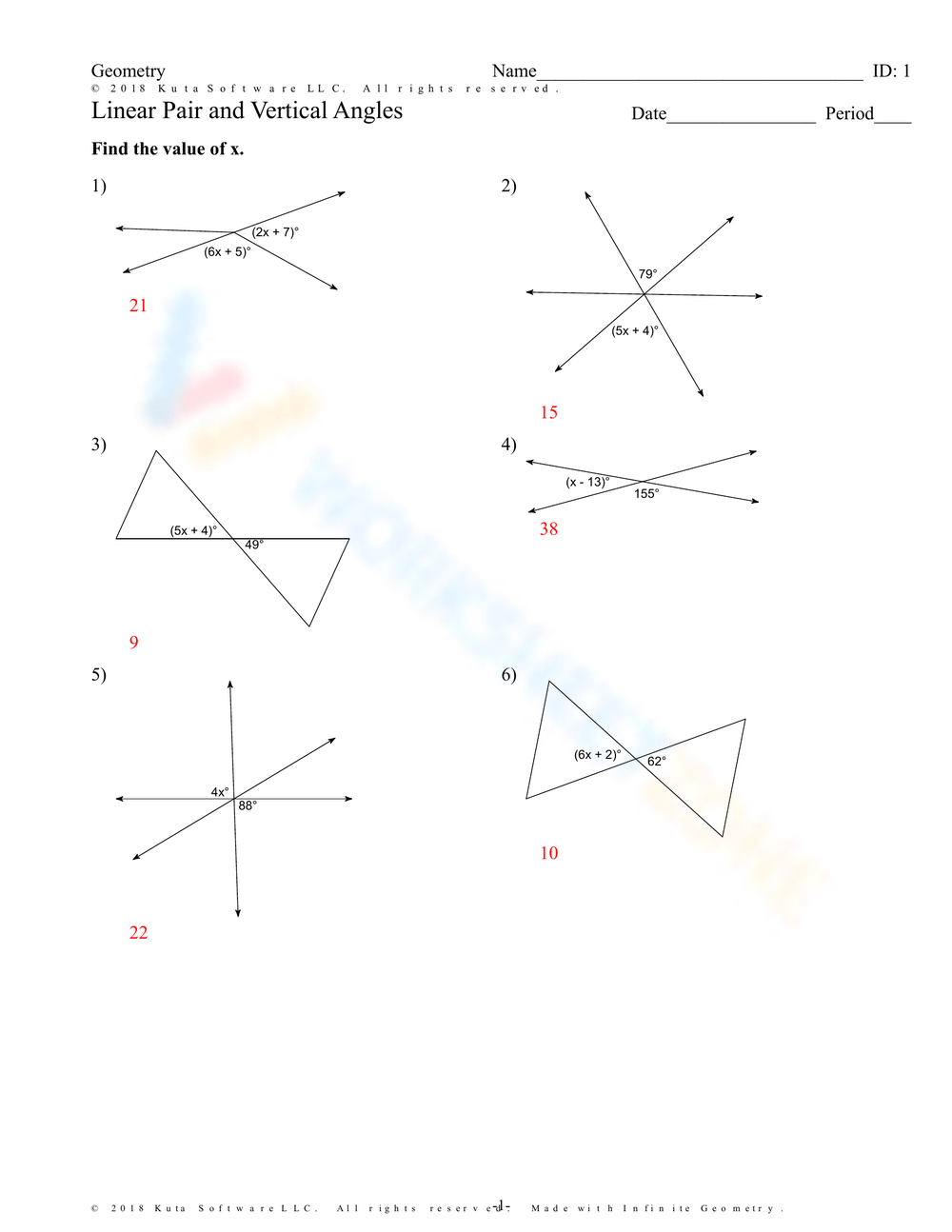 Linear Pair And Vertical Angles Worksheet 7948