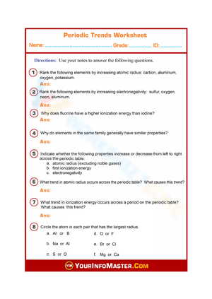 Solved Name Periodic Trends Worksheet the periodic table and