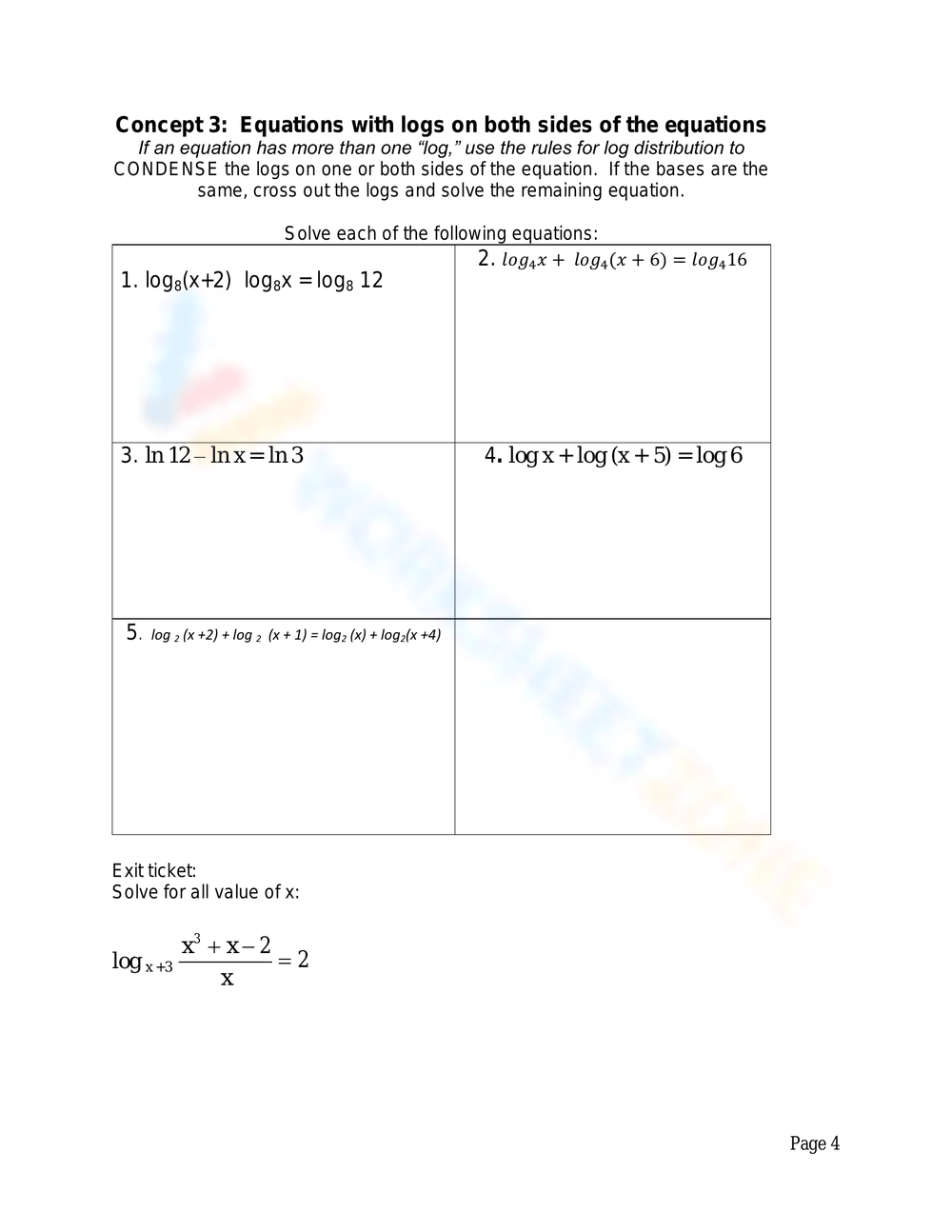 Logarithm Laws Worksheet.pdf Logarithms Rules Worksheet