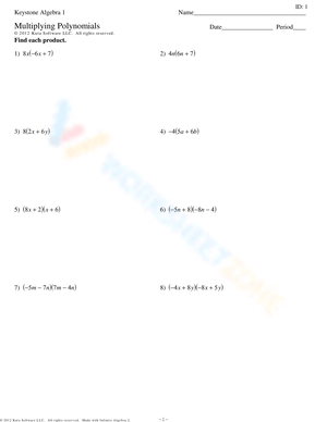 Naming Polynomials Worksheet Games Week 4 Lydia Kang. I. Create