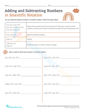 Free Adding and Subtracting Scientific Notation Worksheets