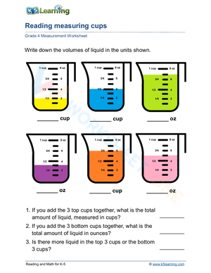 Reading Measuring Cups Worksheet