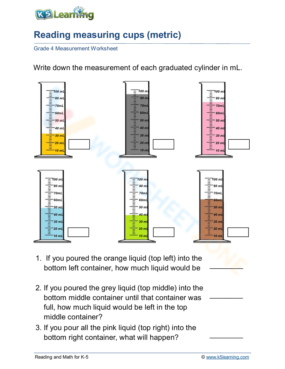 graduated cylinder measurement worksheet