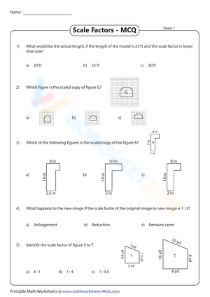 Free Collection of Scale Factor Worksheets