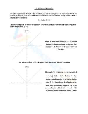 Graphing Absolute Value Functions Pdf worksheets