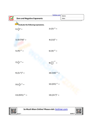 Zero And Negative Exponents Worksheet - Admuscente