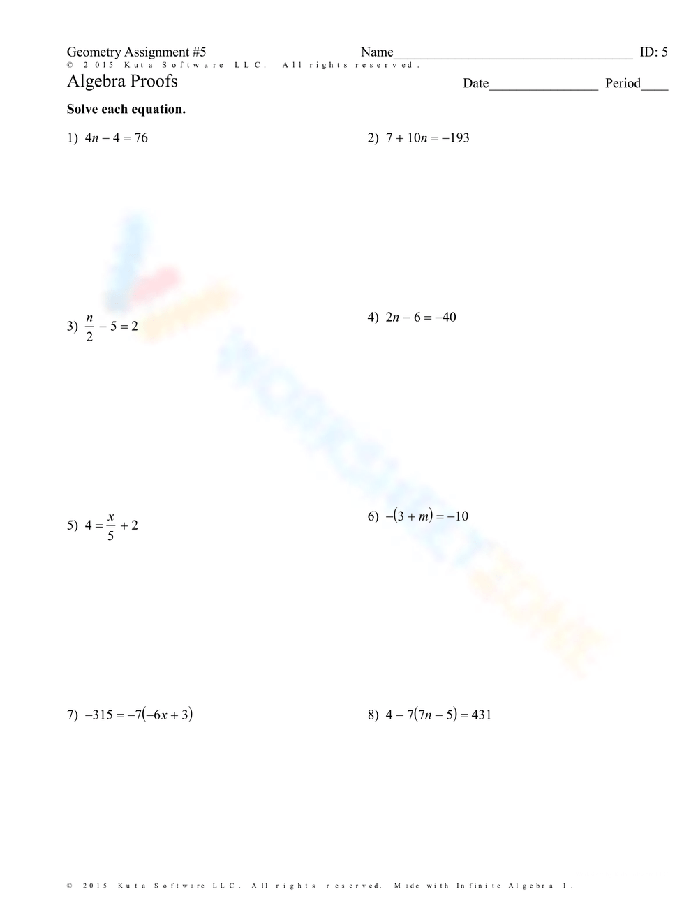 Worksheet 3 - Algebraic proofs 