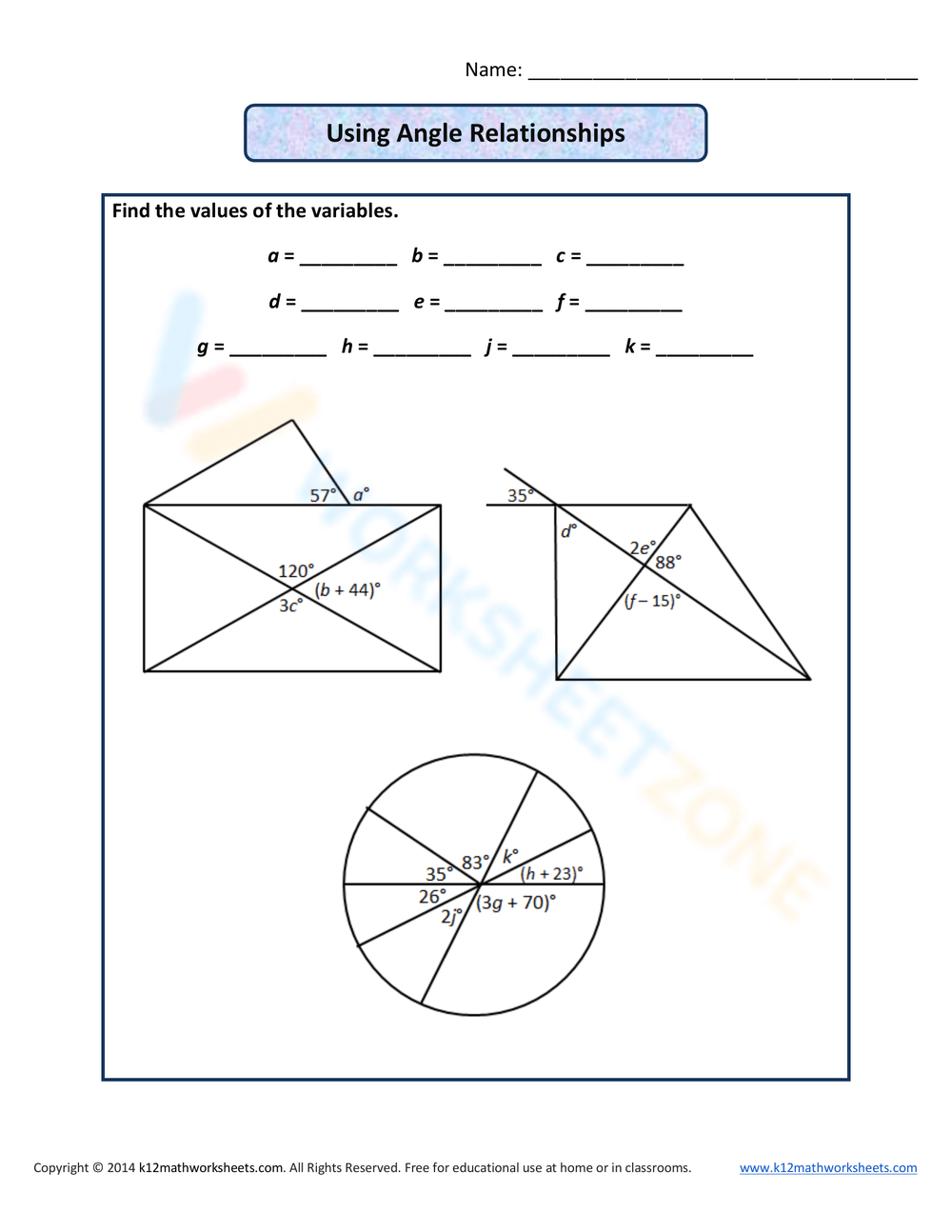 Using Angle Relationships Worksheet 6822