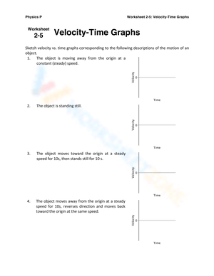 Velocity-time Graph with Answers Pdf worksheets