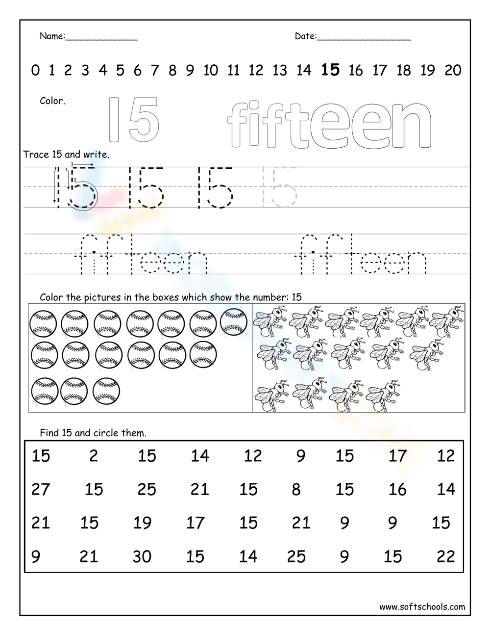 number 15 worksheet