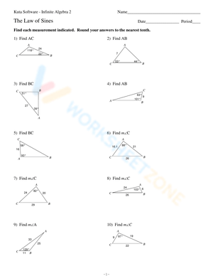 Law of Sines worksheets