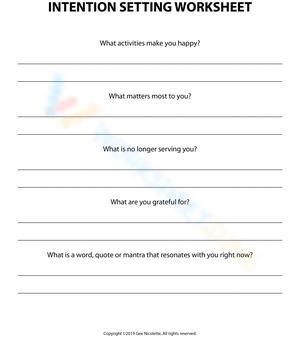Intention Setting Worksheet