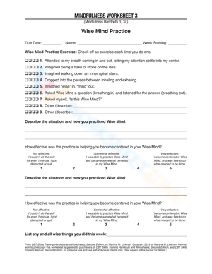 Wise mind worksheets