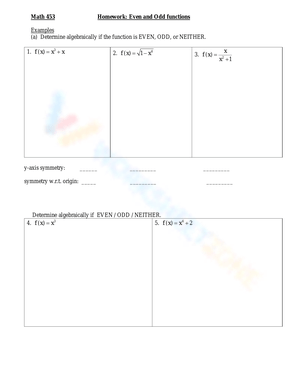 Free Printable Even and Odd Functions Worksheets