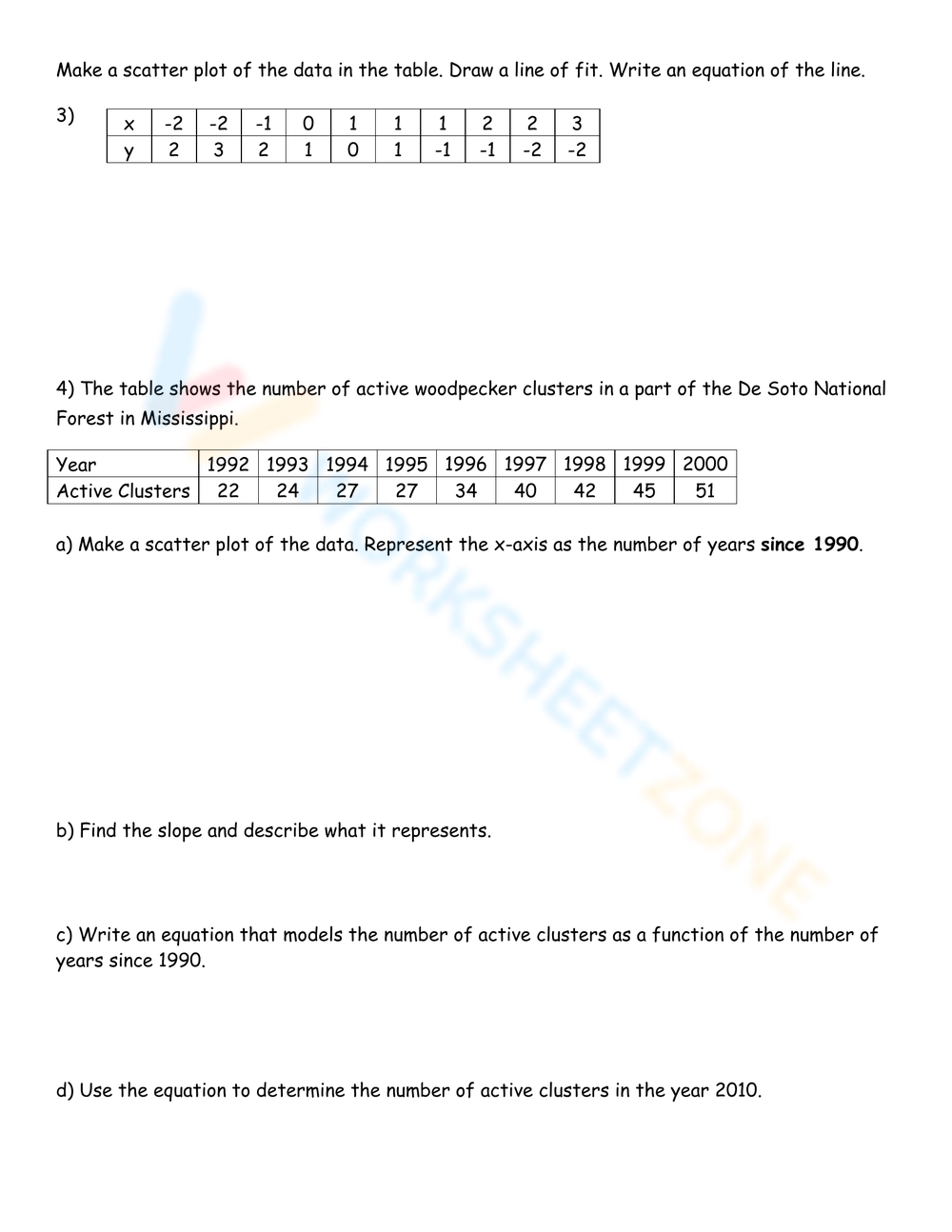 Estimating Lines of Best Fit, Worksheet