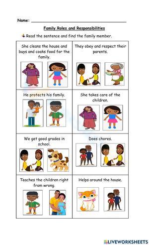 Family Roles worksheets