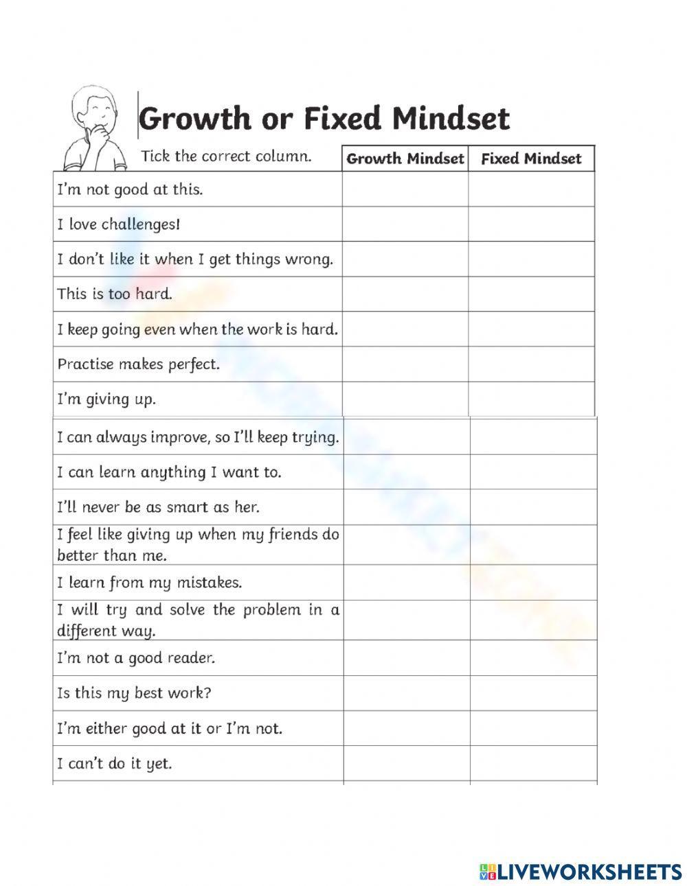 Free Printable Growth Mindset Worksheets For All Ages
