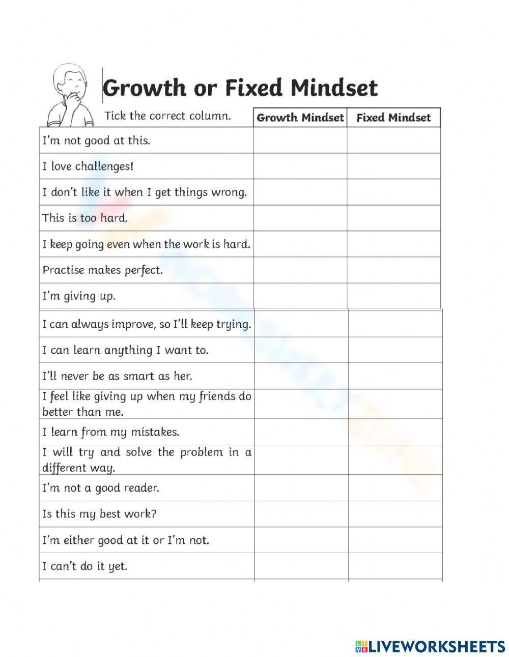 Free Printable Growth Mindset Worksheets for All Ages