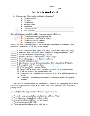 Free Collection of Printable Lab Safety Worksheets