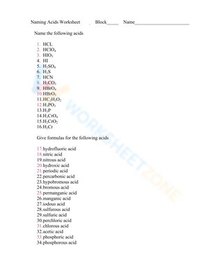 naming acids worksheet key