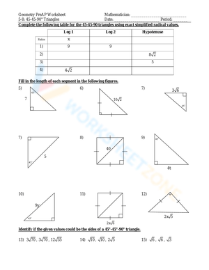 45 45 90 Triangle worksheets 45 45 90 Triangle worksheets