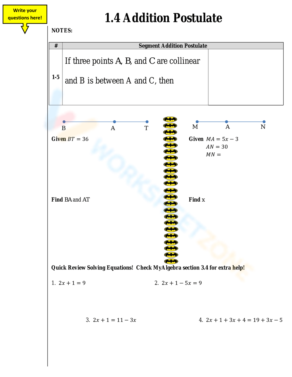 segment addition postulate problems