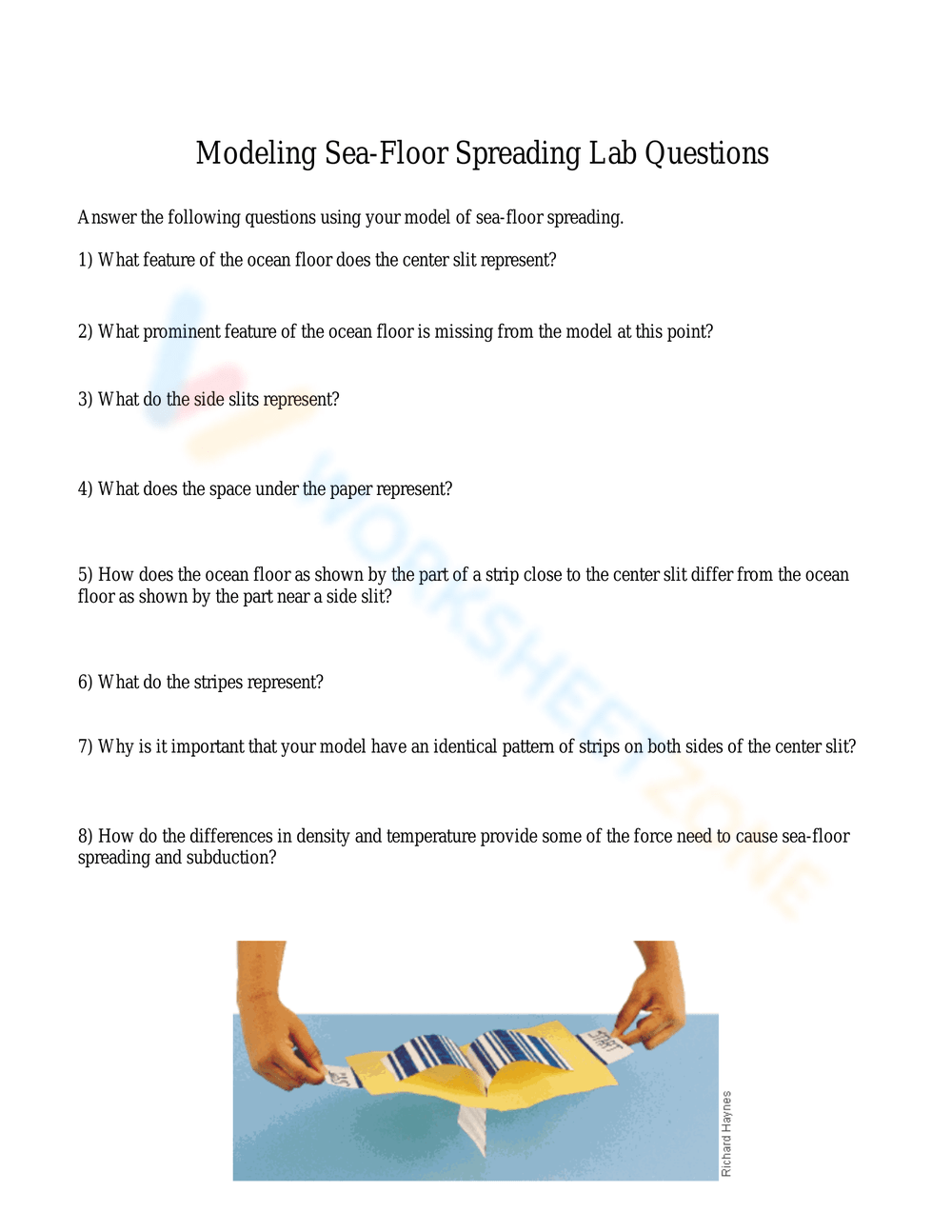 sea floor spreading worksheet