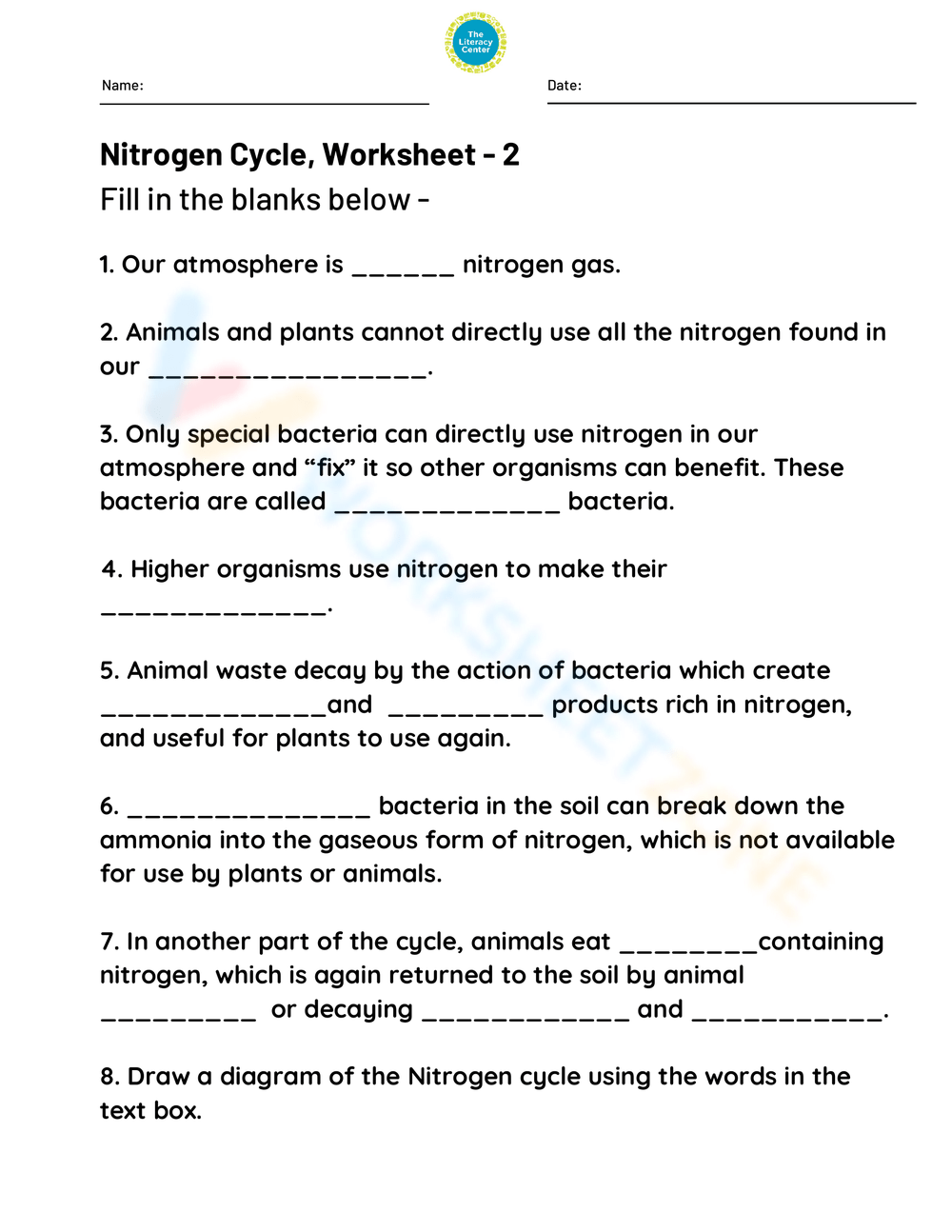 Free Printable Worksheets on Nitrogen Cycle Worksheets